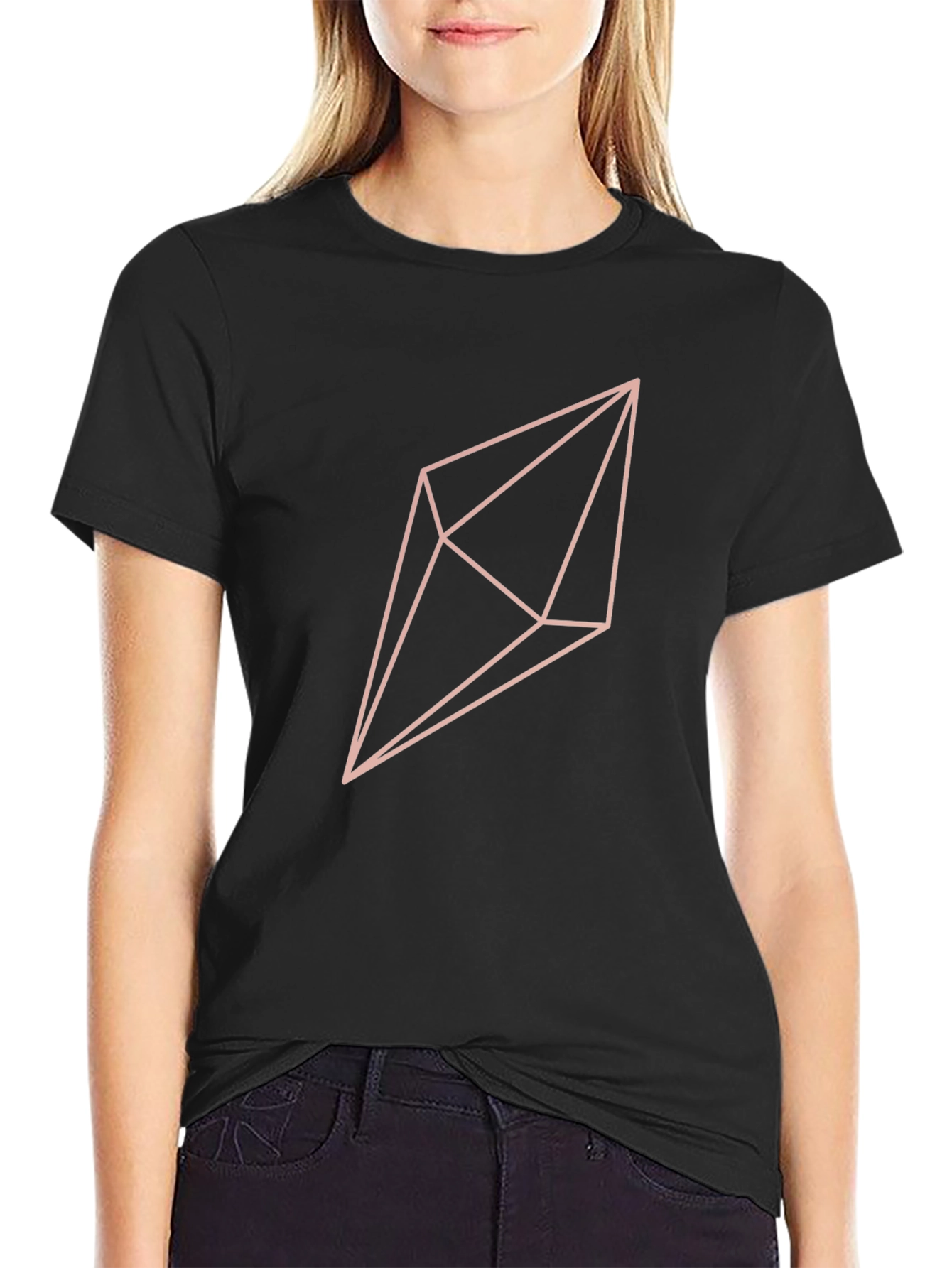Geometric Crystal Graphic T-Shirt - Black