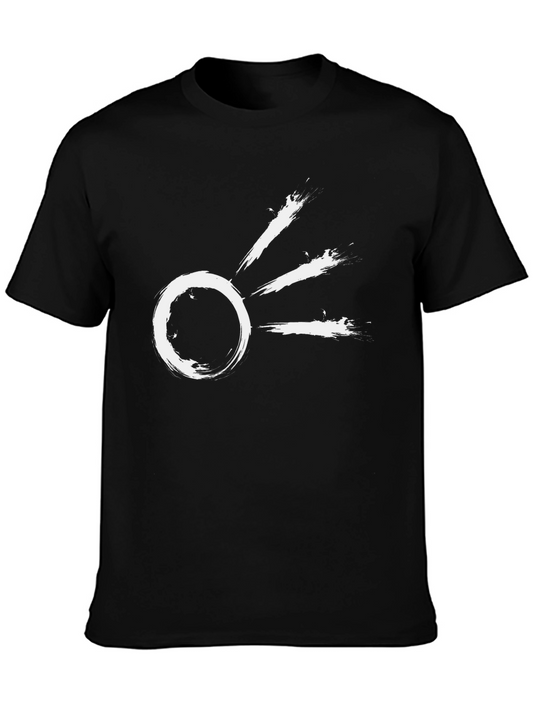 Abstract Sunburst Graphic Tee - Modern Black T-Shirt