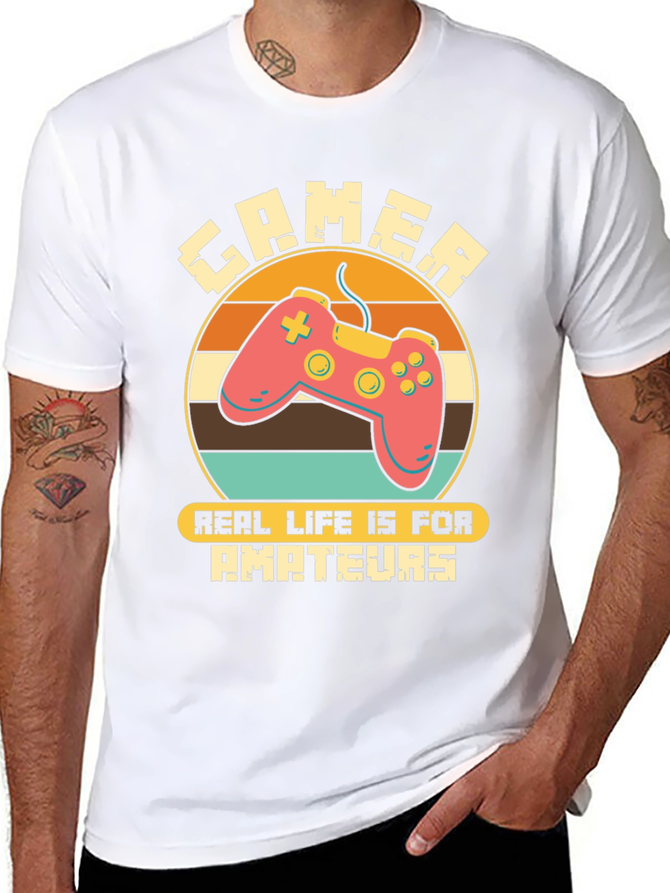 Gamer Real Life Is For Amateurs Graphic Tee