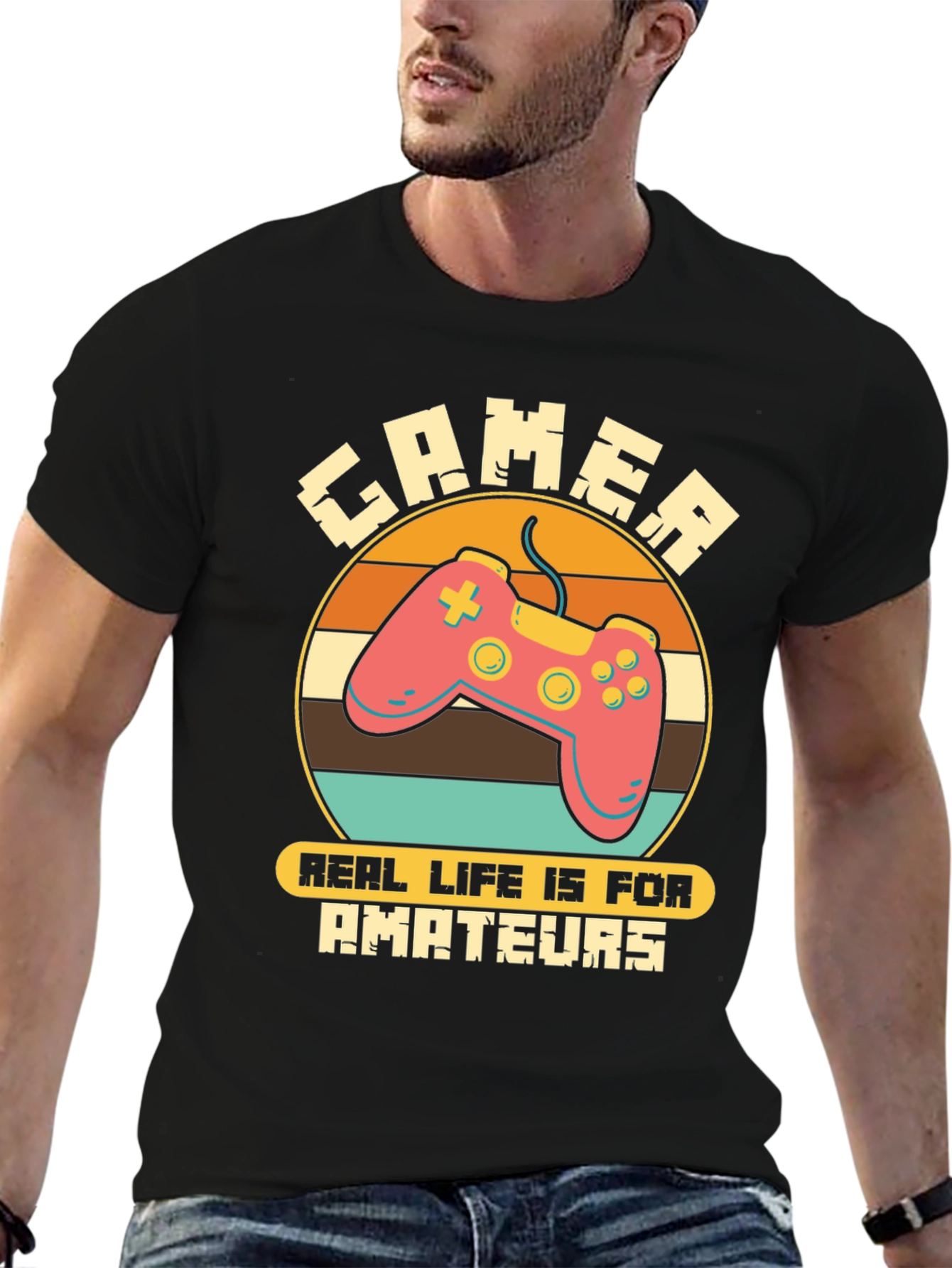 Gamer Real Life Is For Amateurs Graphic Tee