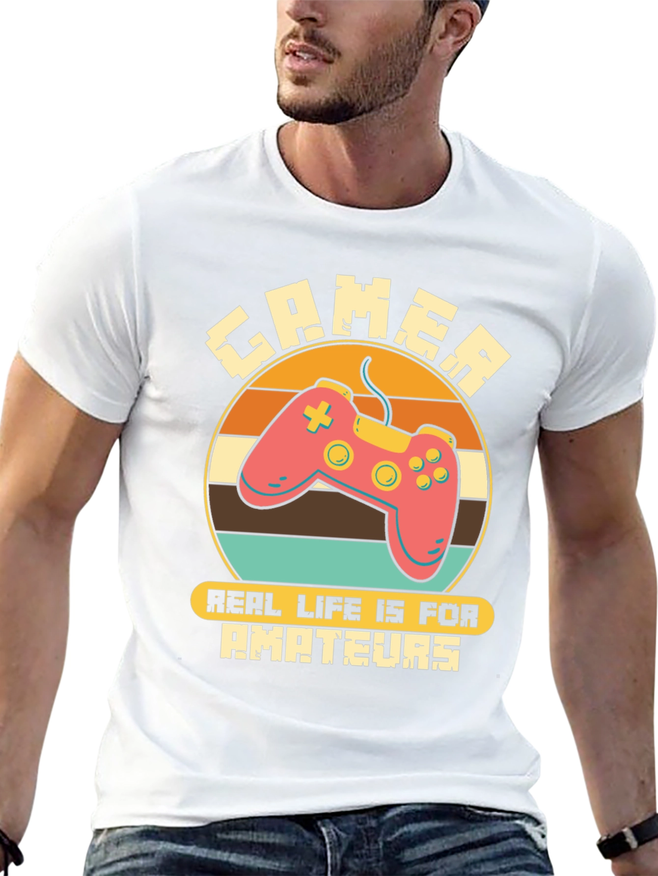 Gamer Real Life Is For Amateurs Graphic Tee