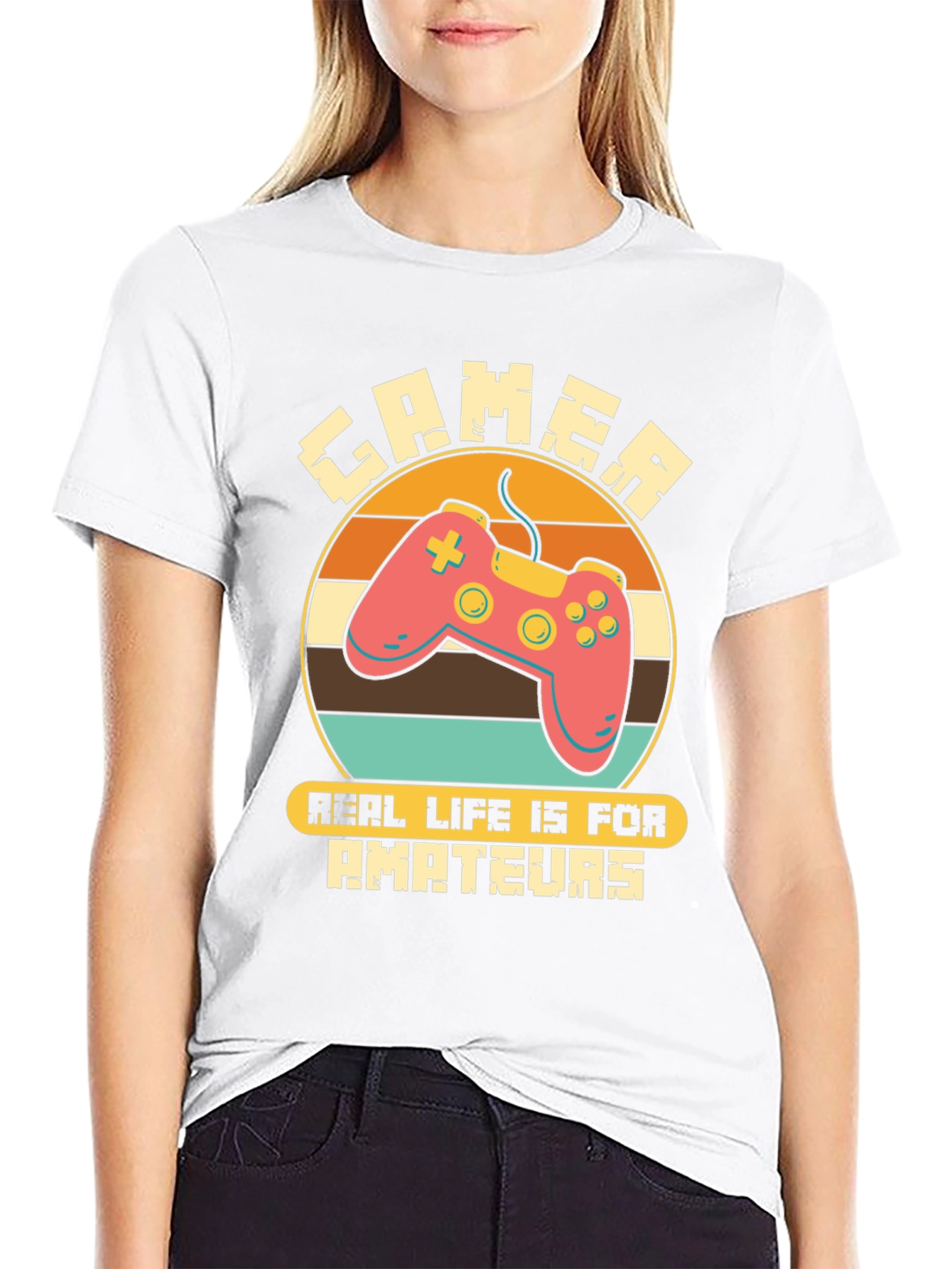 Gamer Real Life Is For Amateurs Graphic Tee