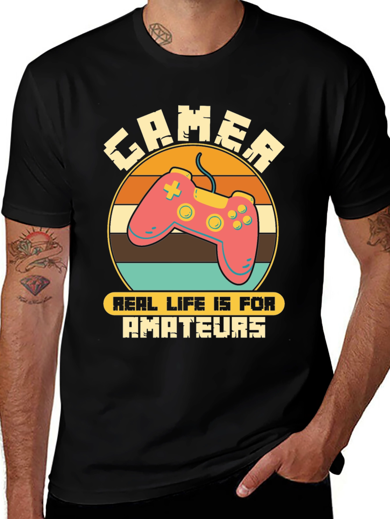 Gamer Real Life Is For Amateurs Graphic Tee