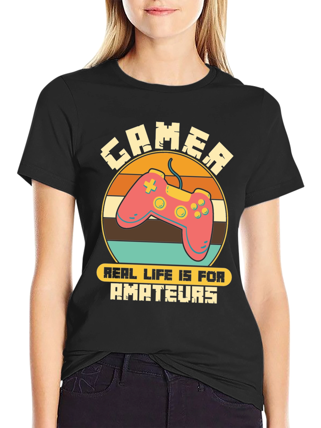 Gamer Real Life Is For Amateurs Graphic Tee