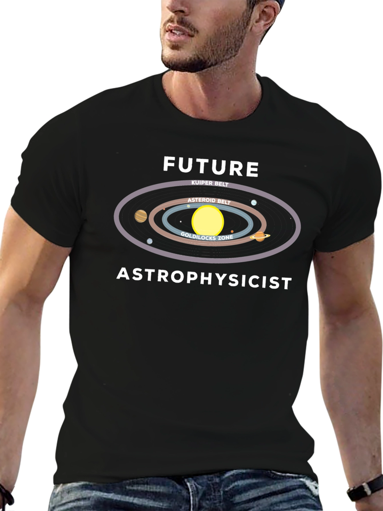 Future Astrophysicist Black T-Shirt Space Design