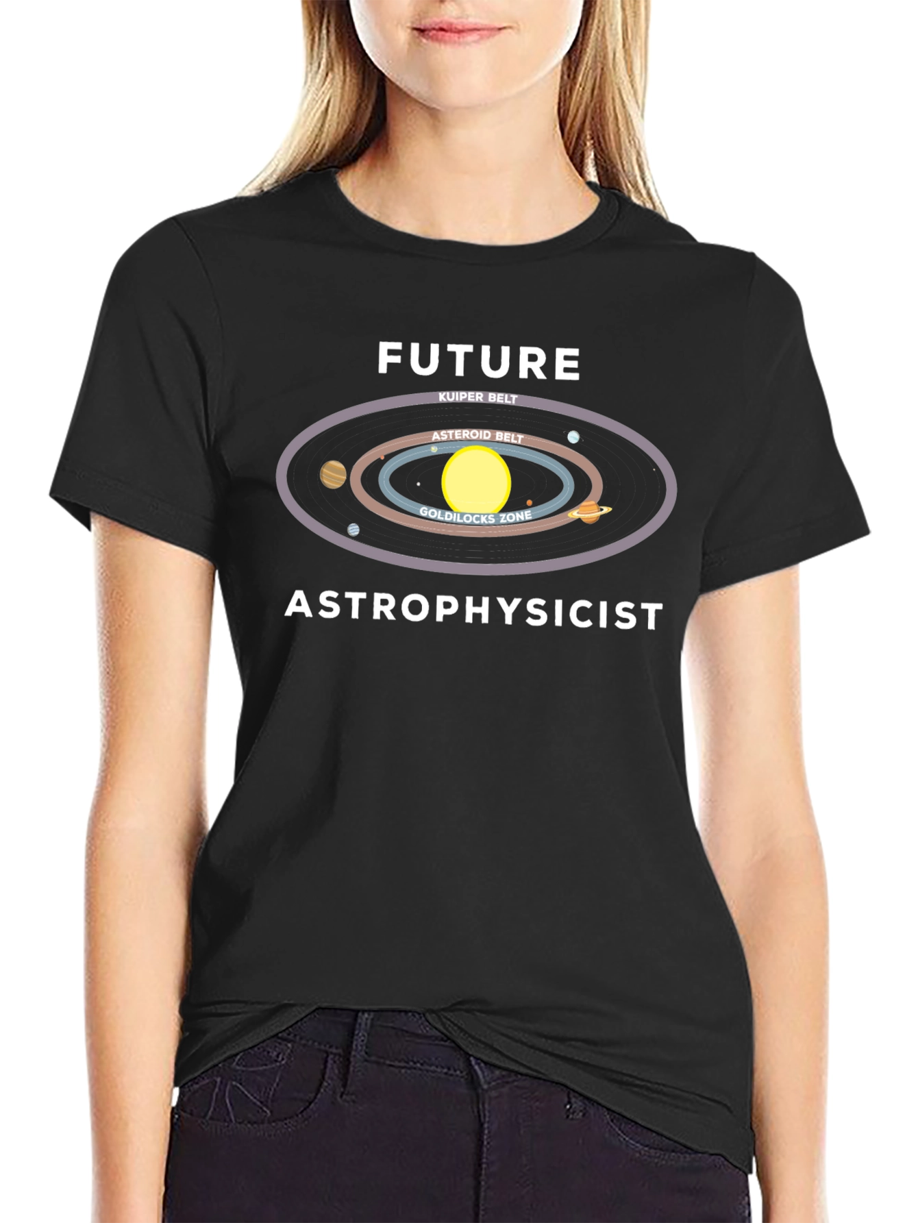 Future Astrophysicist Black T-Shirt Space Design