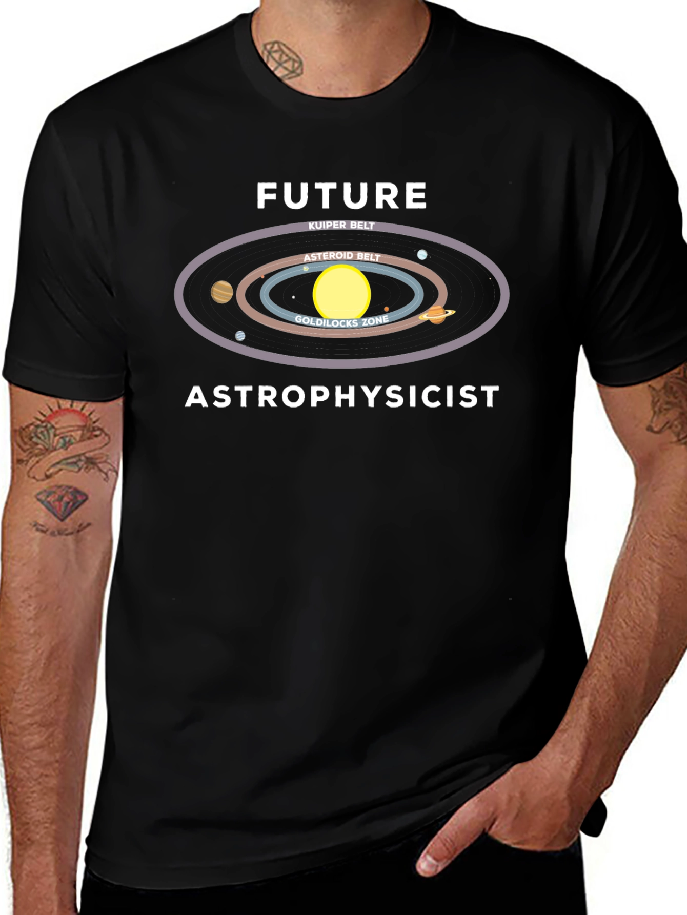 Future Astrophysicist Black T-Shirt Space Design