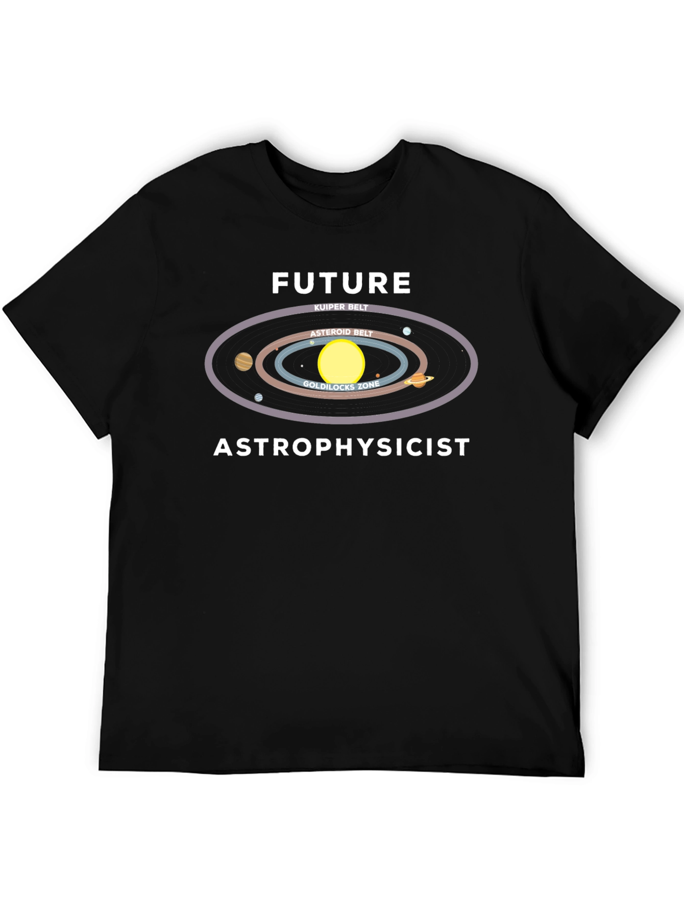 Future Astrophysicist Black T-Shirt Space Design