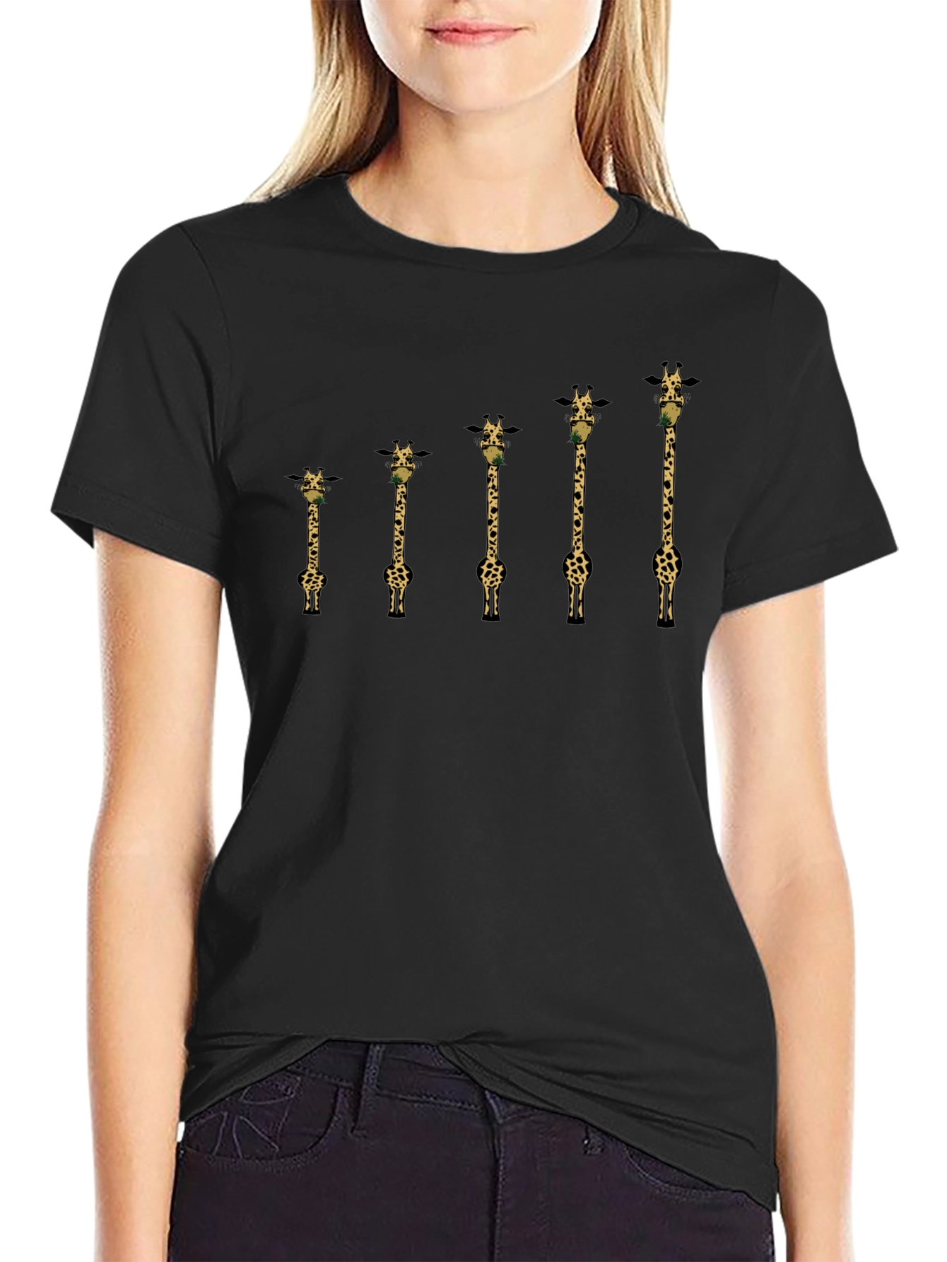 Giraffe Evolution Graphic T-Shirt - Black