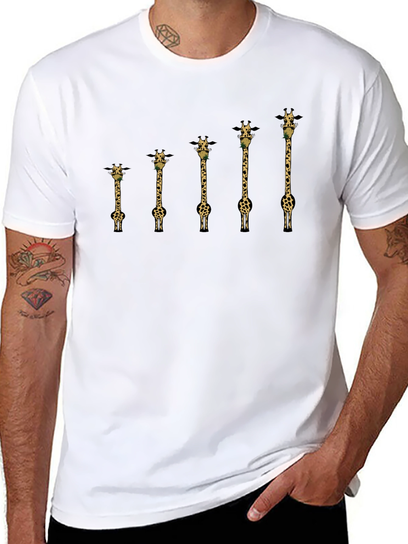 Giraffe Evolution Graphic T-Shirt - Black